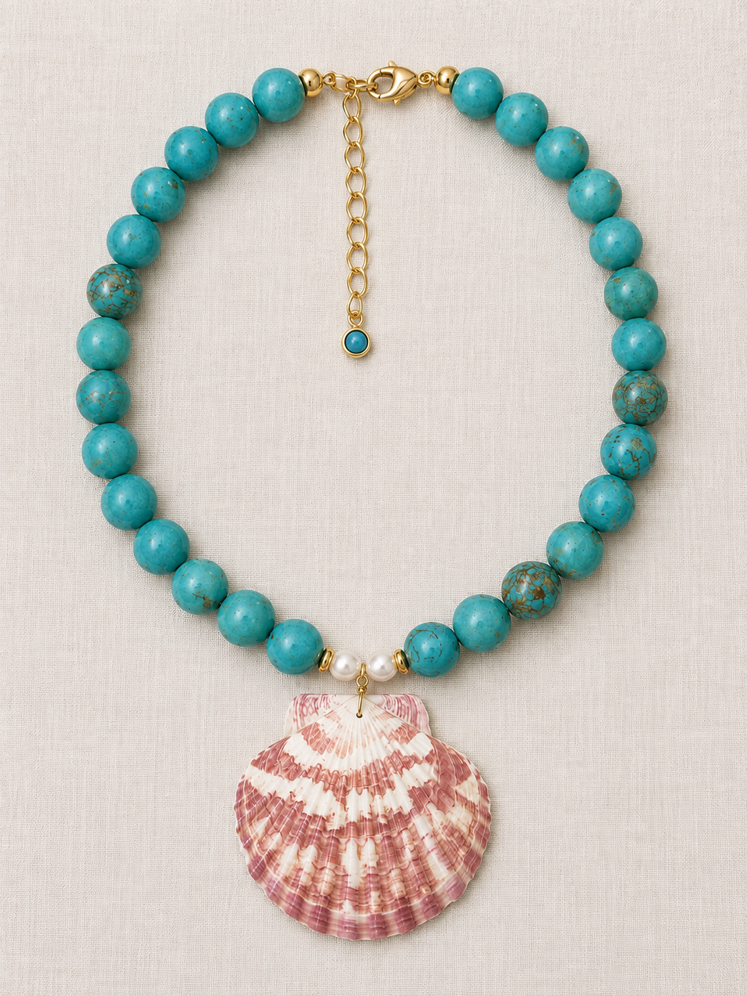 The Azul Blush Turquoise-Hued Shell Necklace | 929 Collection